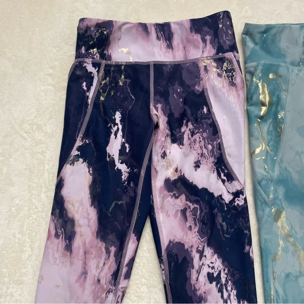 Old Navy girls activewear leggings purple and teal size large 10/12
